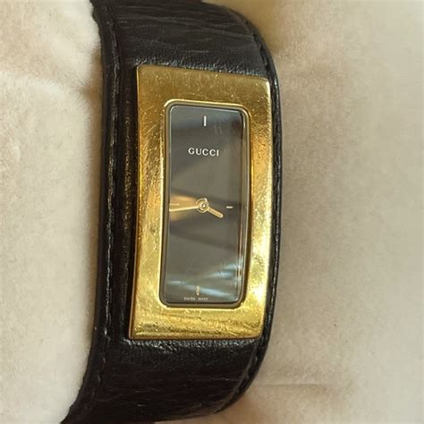 ladies gucci gold plated quartz watch model 7800s|Gucci [Near MINT] Gucci 7800S Leather Bungle Women Quartz .